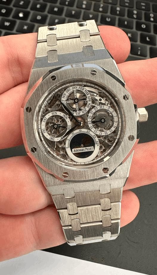 Close-up of a wristwatch dial and case